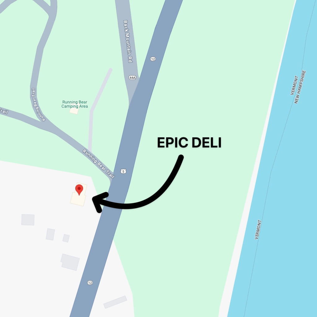 A google map showing the location of the Epic Deli